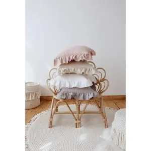 Copricuscino in lino con volant Moi Mili Powder Pink Frill image-4