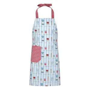 Cotton kitchen apron with children's headband Moi Mili Red Check image-0