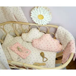 Cuscino a nuvola in mussola Moi Mili Pink Forget-me-not image-3