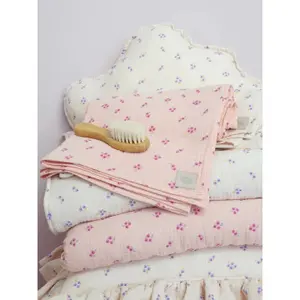 Baby muslin swaddling blanket Moi Mili Pink Forget-me-not image-0