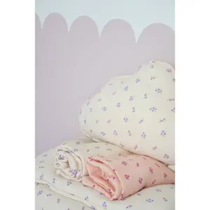 Baby muslin swaddling blanket Moi Mili Pink Forget-me-not image-2