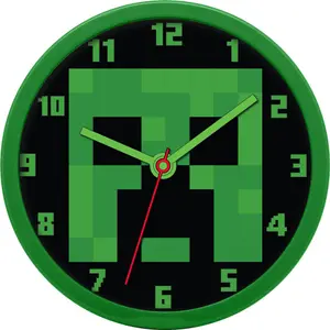 8435507874786-horloge-murale-enfant-mojang-studios-minecraft-vert-25-cm