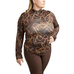 Damskie polo jeździeckie z długim rękawem Montar Haily Bridle Curve image-0