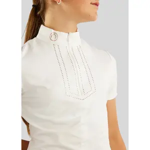 Dziewczęca konkursowa koszulka polo Montar MoViolet Rosegold crystals image-2