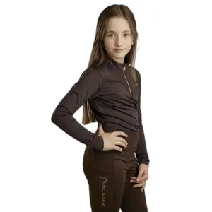Polo da equitazione per allenamento a maniche lunghe per ragazza Montar Everline image-0