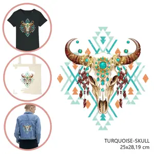 Fabric patch for women Moonrise DIY Turquoise-Skull image-0