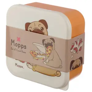 Pack of 3 lunches box Mopps Pug Dog image-1
