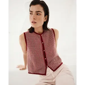 Women's Striped Pattern Gilet Moss Copenhagen Priscilla image-2
