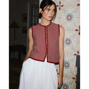 Women's Striped Pattern Gilet Moss Copenhagen Priscilla image-3