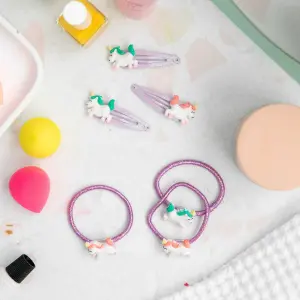 Set of 3 hair clips + 3 hair elastics - unicorn Mr. Wonderful (x3) image-1