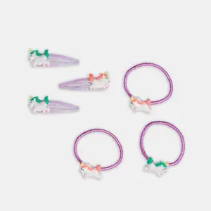 Set of 3 hair clips + 3 hair elastics - unicorn Mr. Wonderful (x3) image-4