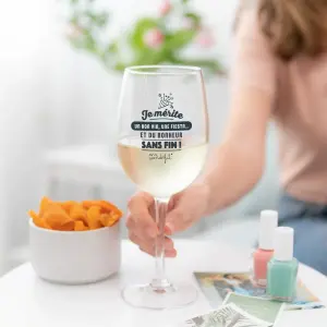 Verre à vin - je mérite un bon vin, une fiesta… et du bonheur sans fin  Mr. Wonderful image-1
