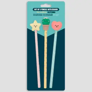 Pencils with erasers for non-stop writing and drawing for children Mr. Wonderful (x3) image-1