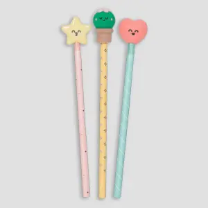 Pencils with erasers for non-stop writing and drawing for children Mr. Wonderful (x3) image-2