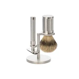 Stainless Steel Safety Shaving Kit Brush Mühle Rocca Pur (x3)