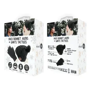Bonnet audio ponpon+gants tactiles Muvit Life image-0