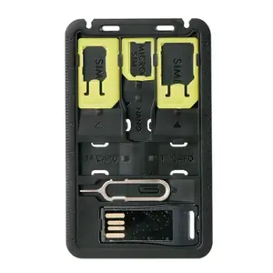 Set of 3 universal sim adapters with micro sd reader Muvit image-0