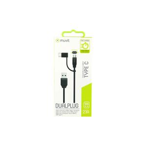 Câble USB 2 en 1 Muvit micro-USB/type C image-2