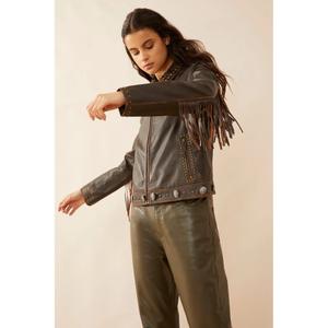 Kurtka skórzana dla kobiet Myra Bag Harlow Fringed image-1