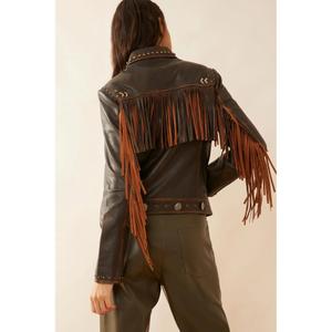 Kurtka skórzana dla kobiet Myra Bag Harlow Fringed image-2