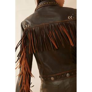 Kurtka skórzana dla kobiet Myra Bag Harlow Fringed image-3