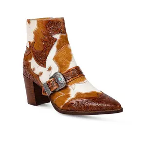 Lederstiefeletten mit Fell Damen Myra Bag Goldie image-1