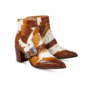 Lederstiefeletten mit Fell Damen Myra Bag Goldie image-2