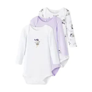 Set of 3 long-sleeved baby girl bodysuits Name it Nbf Fairy image-0