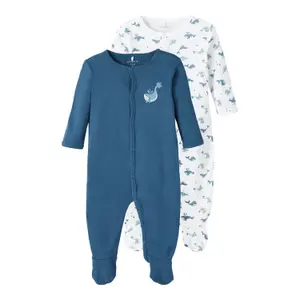 Set of 2 baby boy onesies Name it Nbm Whale image-0