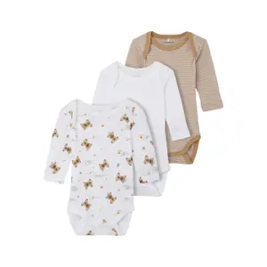 Baby long-sleeved bodysuit Name it Nbn Teddy (x3) image-0