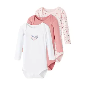 Baby girl long-sleeved bodysuit Name it Nbf Flower (x3) image-0