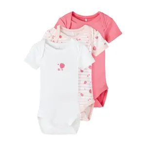 Baby girl bodysuit Name it Strawberry (x3) image-0
