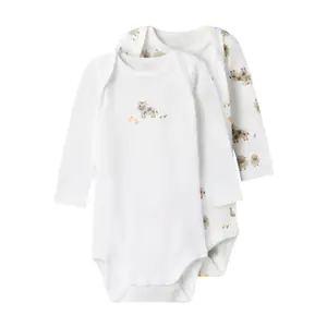 Baby long-sleeved bodysuit Name it Farm Animals (x2) image-0