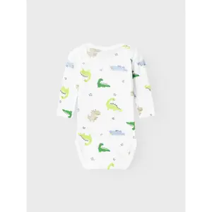 Baby boy long sleeve romper Name it Wine Lime Dino (x2) image-1