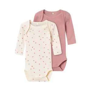 Long-sleeved baby girl romper Name it Hearts (x2) image-0