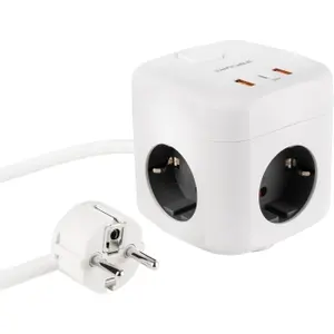 Multitap met 3 stopcontacten + x 2 USB-A + x 1 USB-C 20w Nanocable GaN