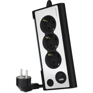 Multiprise med 3 stik Nanocable + 1x USB-A et 1x USB-C Nanocable