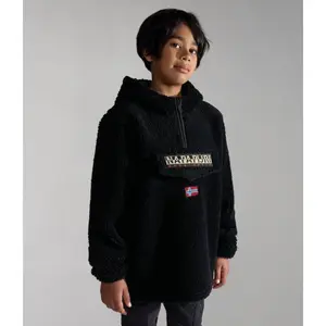 Sudadera con capucha de forro polar y media cremallera para niños Napapijri Burgee image-1