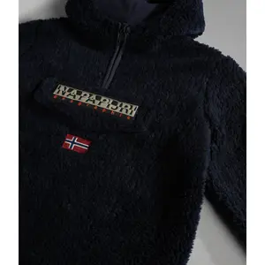 Sudadera con capucha de forro polar y media cremallera para niños Napapijri Burgee image-4