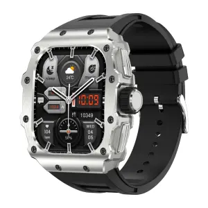 Slimme horloge met groot scherm, hoge resolutie, siliconen band en zilveren wijzerplaat Nasa IP 67 image-1
