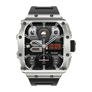 Slimme horloge met groot scherm, hoge resolutie, siliconen band en zilveren wijzerplaat Nasa IP 67 image-0