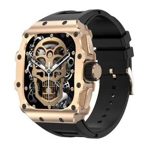 Slimme horloge amoled met groot scherm, hoge resolutie, silicone band, gouden wijzerplaat. Nasa IP 67 image-1
