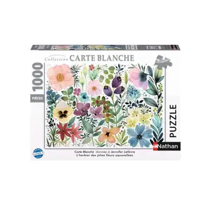 1000 Piece Puzzle - The Herbarium of Pretty Watercoloured Flowers / Jennifer Lefèvre (Carte Blanche Collection) Nathan image-1
