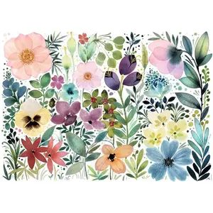 1000 Piece Puzzle - The Herbarium of Pretty Watercoloured Flowers / Jennifer Lefèvre (Carte Blanche Collection) Nathan image-0