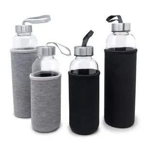 Bottiglia in vetro con neoprene Nerthus 400 ml image-1