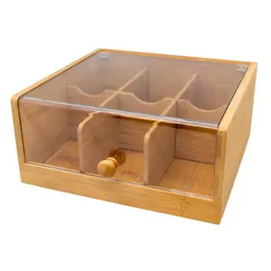 Bamboo tea organiser with 6 compartments Nerthus image-0