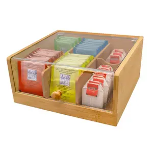 Bamboo tea organiser with 6 compartments Nerthus image-1