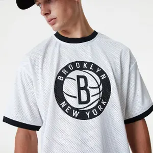 T-shirt met mesh-logo Brooklyn Nets NBA Logo image-5