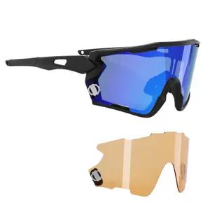 Óculos de bicicleta Nagas com 2 lentes permutáveis, azul sol e laranja, entregues numa caixa macia - é possível encomendar lentes transparentes 171352 Newton image-2