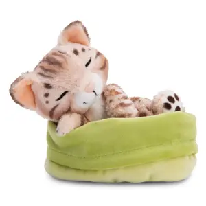Sleeping cat plush in a basket Nici Bengal image-2
